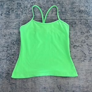 lululemon size 6 neon green tank top with shelf bra